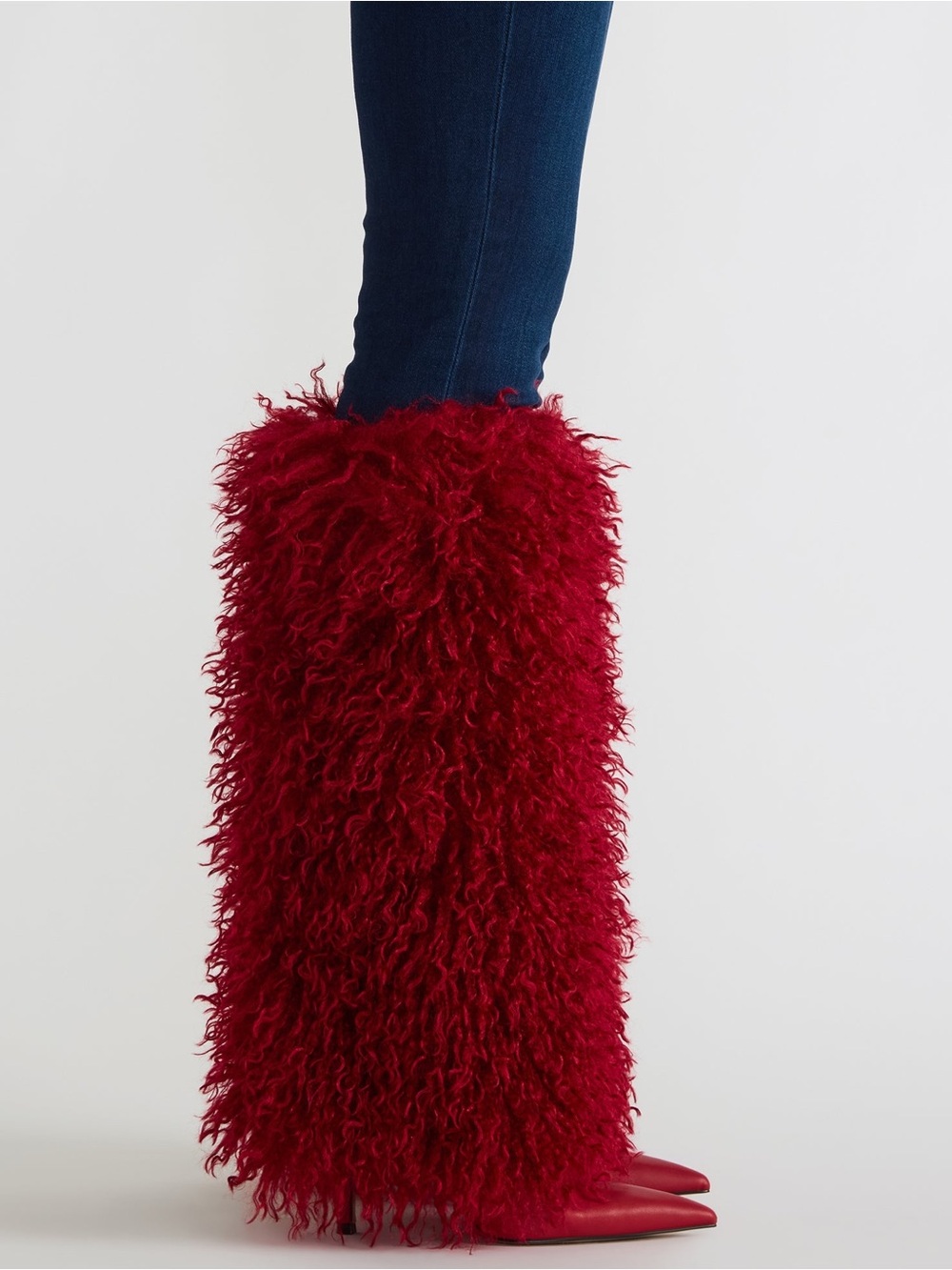 NWT Steve Madden Icon Faux Fur Red Boots Size 7.5 (no original box) - Picture 3 of 10